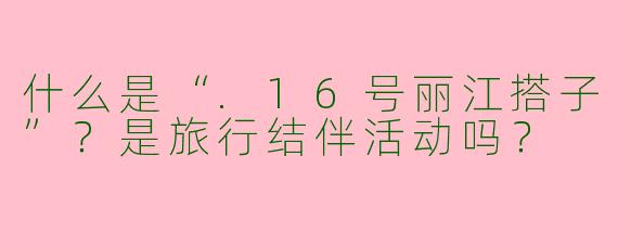 什么是“.16号丽江搭子”?是旅行结伴活动吗?