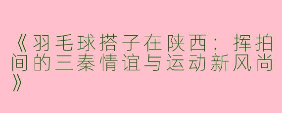 《羽毛球搭子在陕西：挥拍间的三秦情谊与运动新风尚》