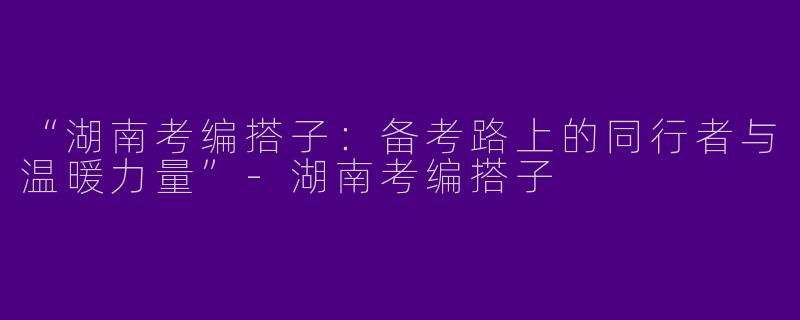 “湖南考编搭子:备考路上的同行者与温暖力量”