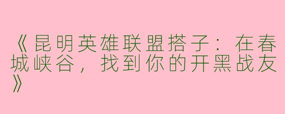 《昆明英雄联盟搭子：在春城峡谷，找到你的开黑战友》