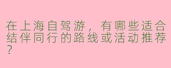在上海自驾游，有哪些适合结伴同行的路线或活动推荐？
