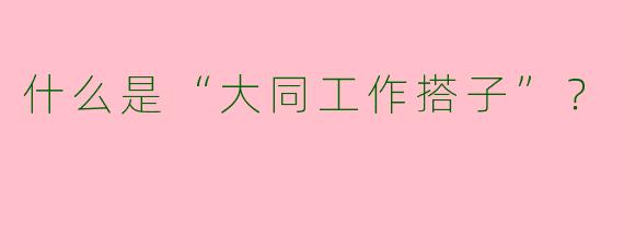 什么是“大同工作搭子”？
