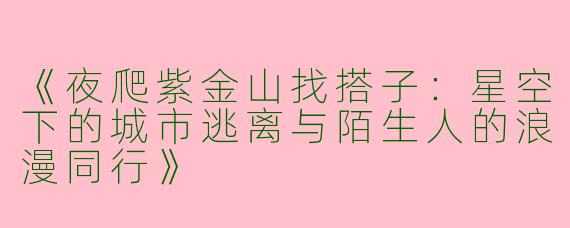 《夜爬紫金山找搭子：星空下的城市逃离与陌生人的浪漫同行》