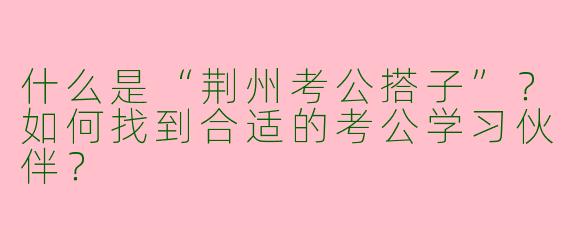 什么是“荆州考公搭子”？如何找到合适的考公学习伙伴？