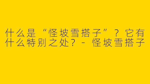 什么是“怪坡雪搭子”？它有什么特别之处？