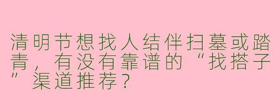 清明节想找人结伴扫墓或踏青，有没有靠谱的“找搭子”渠道推荐？