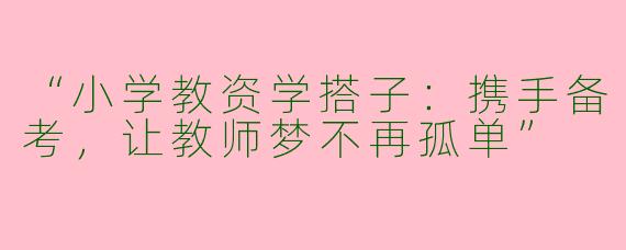 “小学教资学搭子：携手备考，让教师梦不再孤单”