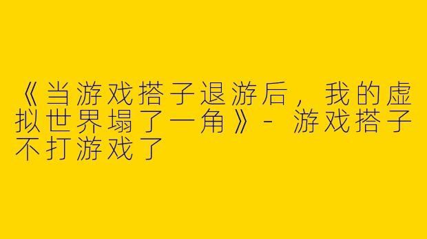 《当游戏搭子退游后，我的虚拟世界塌了一角》-游戏搭子不打游戏了