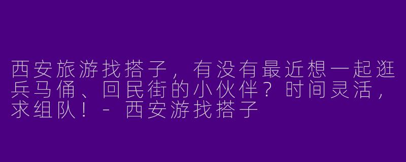 西安旅游找搭子，有没有最近想一起逛兵马俑、回民街的小伙伴？时间灵活，求组队！