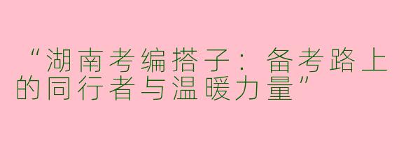 “湖南考编搭子：备考路上的同行者与温暖力量”