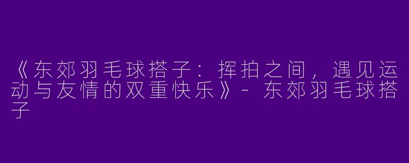 《东郊羽毛球搭子：挥拍之间，遇见运动与友情的双重快乐》-东郊羽毛球搭子