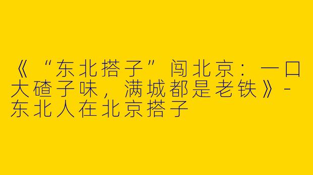 《“东北搭子”闯北京：一口大碴子味，满城都是老铁》-东北人在北京搭子