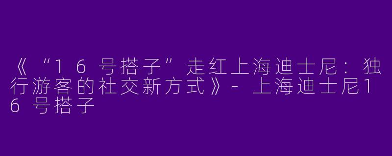 《“16号搭子”走红上海迪士尼：独行游客的社交新方式》-上海迪士尼16号搭子