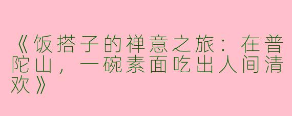 《饭搭子的禅意之旅：在普陀山，一碗素面吃出人间清欢》