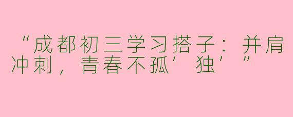 “成都初三学习搭子：并肩冲刺，青春不孤‘独’”