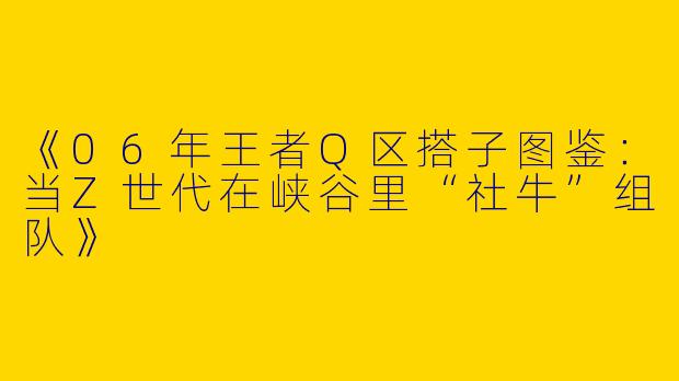 《06年王者Q区搭子图鉴：当Z世代在峡谷里“社牛”组队》