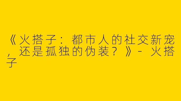 《火搭子：都市人的社交新宠，还是孤独的伪装？》-火搭子