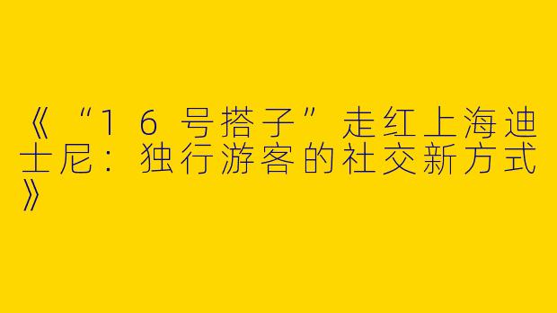 《“16号搭子”走红上海迪士尼：独行游客的社交新方式》