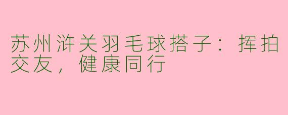 苏州浒关羽毛球搭子：挥拍交友，健康同行