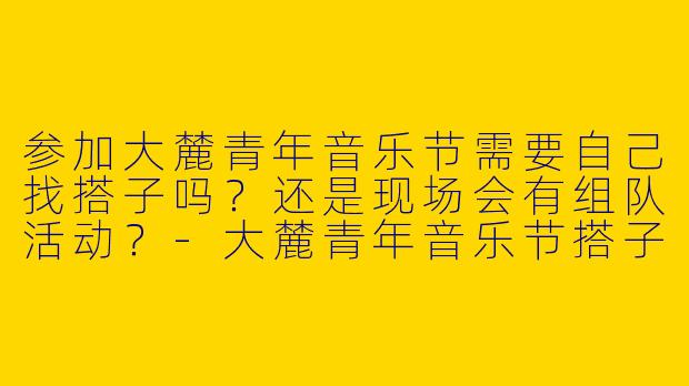 参加大麓青年音乐节需要自己找搭子吗？还是现场会有组队活动？-大麓青年音乐节搭子