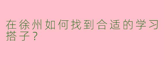 在徐州如何找到合适的学习搭子？
