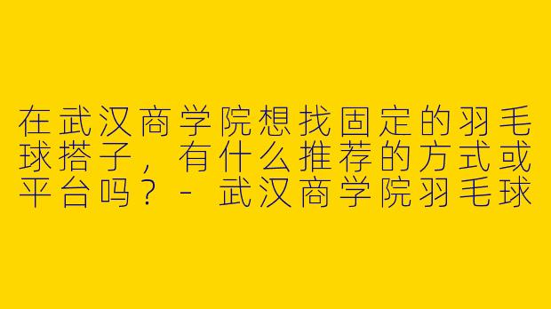 在武汉商学院想找固定的羽毛球搭子，有什么推荐的方式或平台吗？