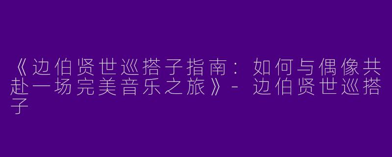 《边伯贤世巡搭子指南：如何与偶像共赴一场完美音乐之旅》-边伯贤世巡搭子