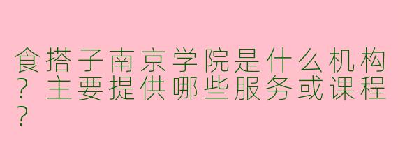 食搭子南京学院是什么机构？主要提供哪些服务或课程？