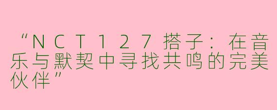 “NCT127搭子：在音乐与默契中寻找共鸣的完美伙伴”