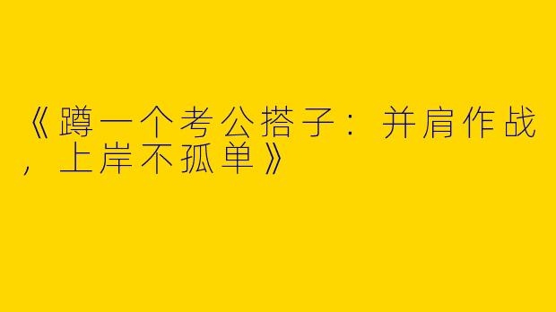 《蹲一个考公搭子：并肩作战，上岸不孤单》