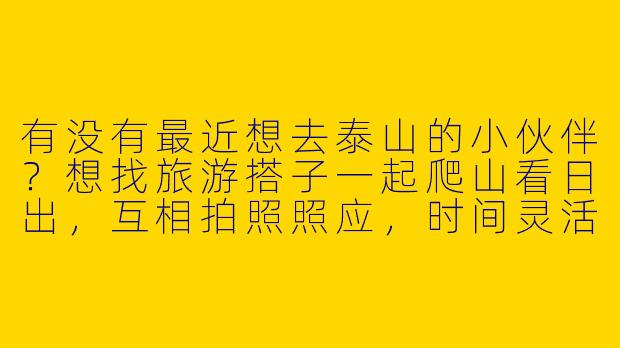有没有最近想去泰山的小伙伴？想找旅游搭子一起爬山看日出，互相拍照照应，时间灵活可商量~