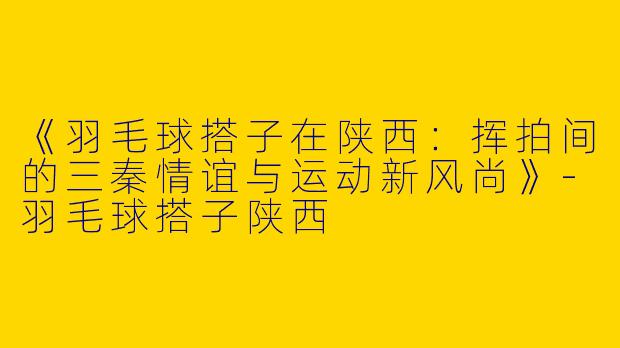 《羽毛球搭子在陕西：挥拍间的三秦情谊与运动新风尚》-羽毛球搭子陕西