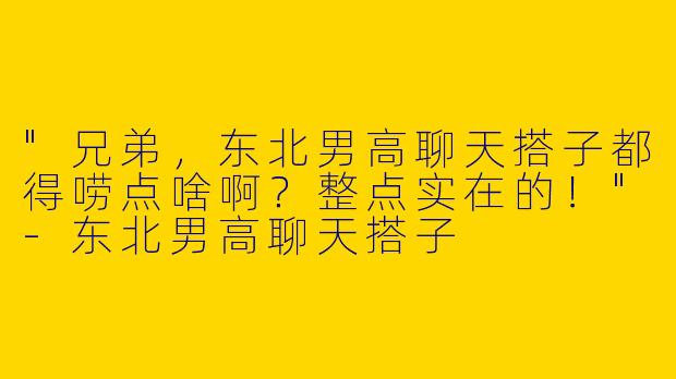 "兄弟，东北男高聊天搭子都得唠点啥啊？整点实在的！"