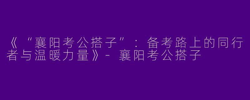 《“襄阳考公搭子”：备考路上的同行者与温暖力量》-襄阳考公搭子