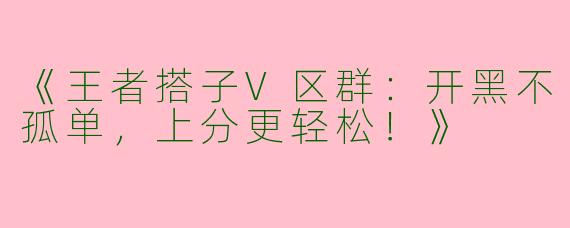 《王者搭子V区群：开黑不孤单，上分更轻松！》