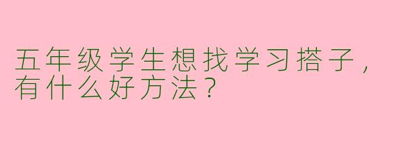 五年级学生想找学习搭子，有什么好方法？