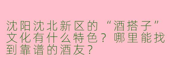 沈阳沈北新区的“酒搭子”文化有什么特色？哪里能找到靠谱的酒友？