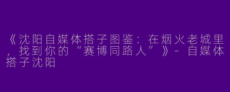 《沈阳自媒体搭子图鉴：在烟火老城里，找到你的“赛博同路人”》-自媒体搭子沈阳