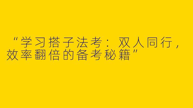 “学习搭子法考：双人同行，效率翻倍的备考秘籍”