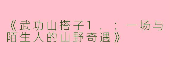 《武功山搭子1.：一场与陌生人的山野奇遇》