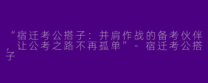 “宿迁考公搭子：并肩作战的备考伙伴，让公考之路不再孤单”-宿迁考公搭子