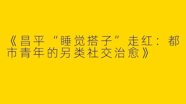 《昌平“睡觉搭子”走红：都市青年的另类社交治愈》