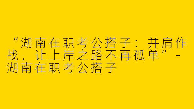 “湖南在职考公搭子：并肩作战，让上岸之路不再孤单”-湖南在职考公搭子
