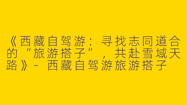 《西藏自驾游：寻找志同道合的“旅游搭子”，共赴雪域天路》-西藏自驾游旅游搭子