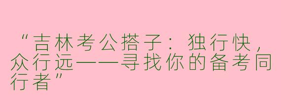 “吉林考公搭子：独行快，众行远——寻找你的备考同行者”