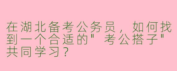 在湖北备考公务员，如何找到一个合适的