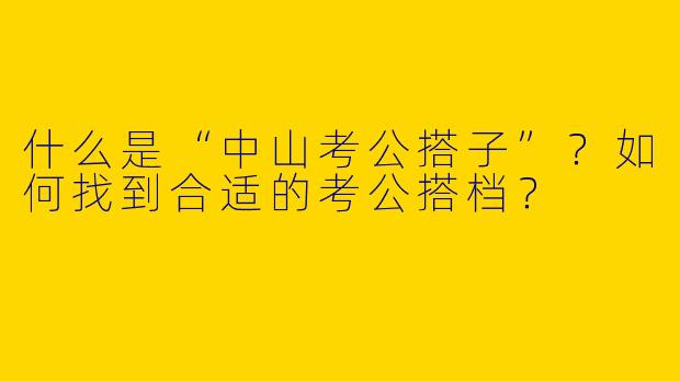 什么是“中山考公搭子”？如何找到合适的考公搭档？