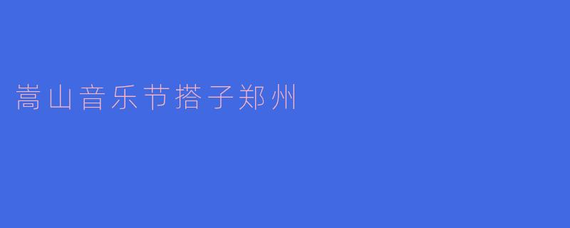 嵩山音乐节搭子郑州