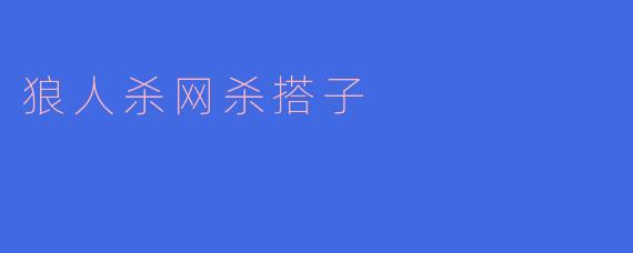 狼人杀网杀搭子