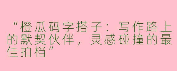 “橙瓜码字搭子：写作路上的默契伙伴，灵感碰撞的最佳拍档”
